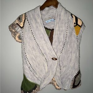 Anthropologie Rosie Neira Light blue mallard duck crochet  cardigan sweater